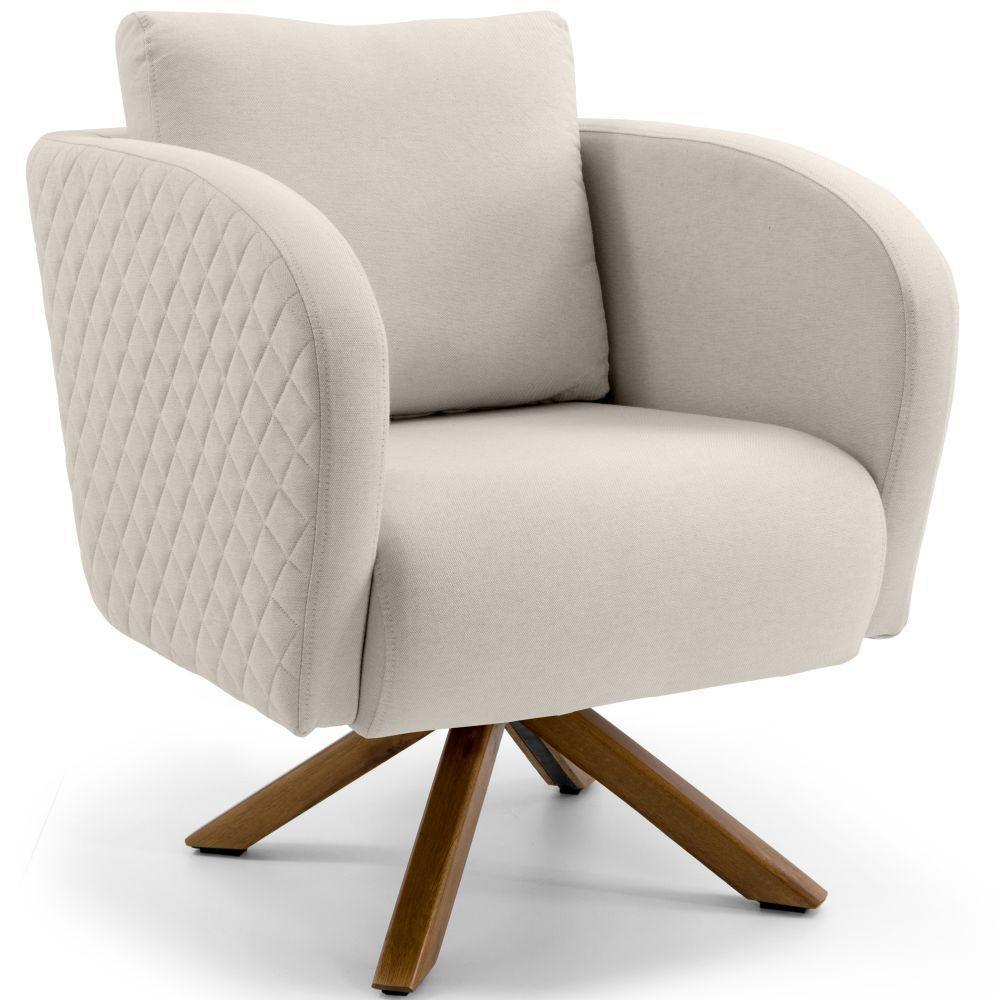 Poltrona Decorativa Sala De Estar Dama Base Giratória - 3