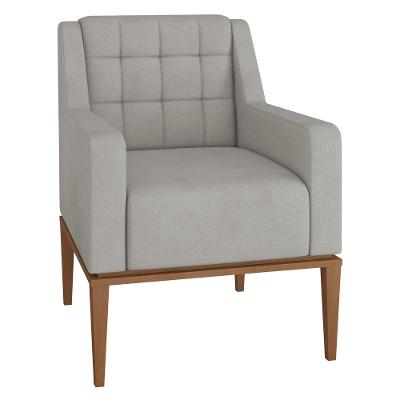 Poltrona Decorativa Sala Estar Madonna Suede Cinza Gran Belo