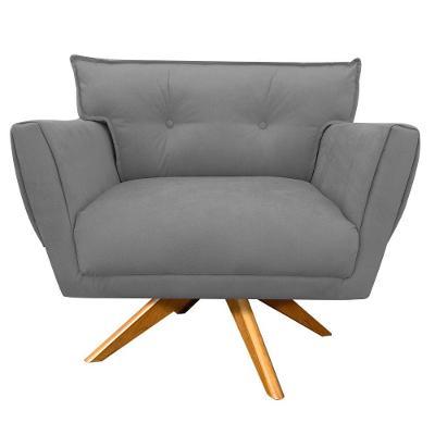 Poltrona Giratória Anitta Suede Base Madeira Grafite