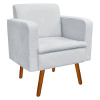 Poltrona Emília Suede Cinza Com Strass Pés Palito Castanho - 1