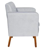 Poltrona Emília Suede Cinza Com Strass Pés Palito Castanho - 2