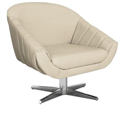 Poltrona Giratória Giovana Linho Areia Base Cromada