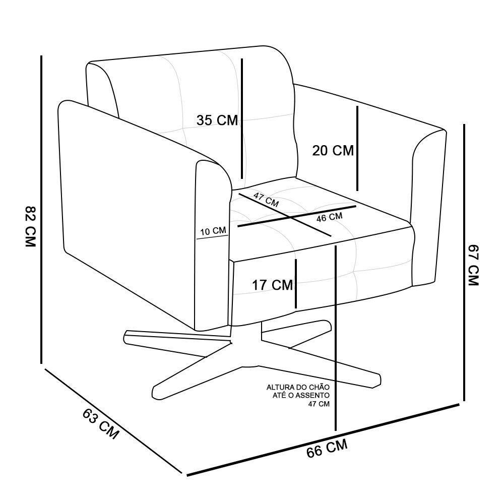 Poltrona Giratória Elisa Suede Base Estrela Cromado Verde - 5