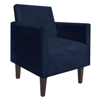 Poltrona Jade Suede Azul Marinho Pés Chanfrado D´rossi