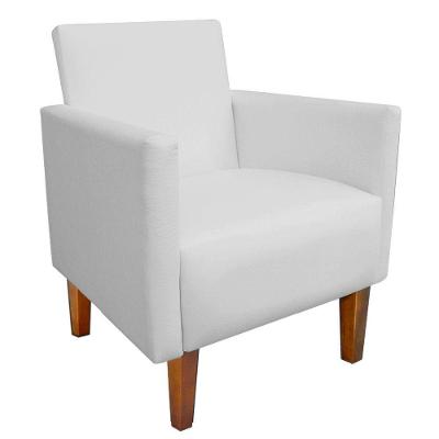 Poltrona Jade Corino Branco Pés Castanho D´rossi