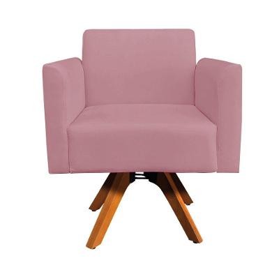 Poltrona Marisa Suede Rose Base Madeira