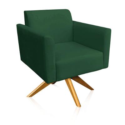 Poltrona Marisa Suede Base Madeira Verde