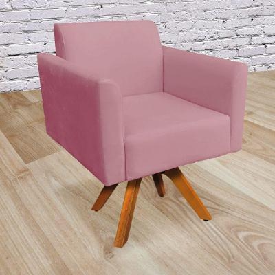 Poltrona Marisa Suede Base Madeira Rose