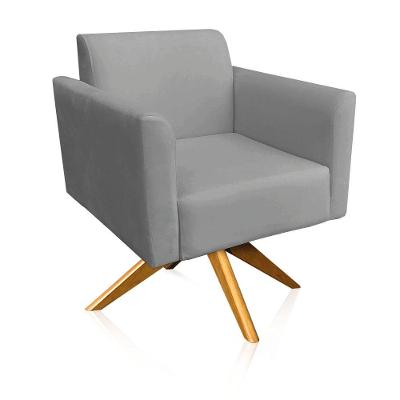 Poltrona Marisa Suede Base Madeira Grafite