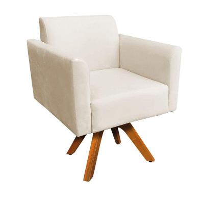 Poltrona Marisa Suede Base Madeira Bege