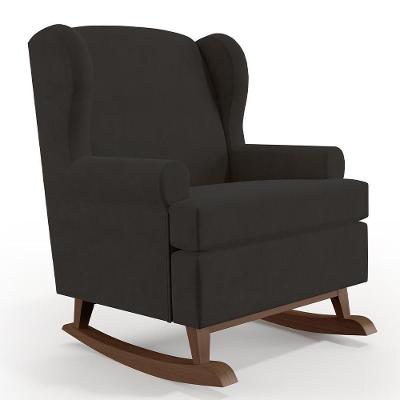 Poltrona Malu Base De Madeira P02 Suede Preto
