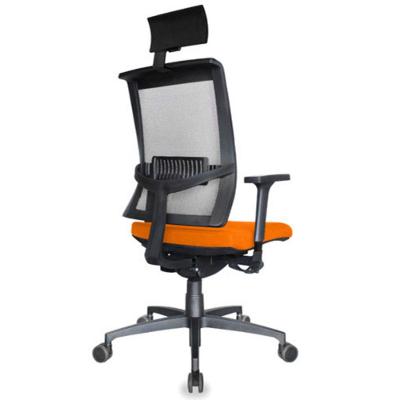 Poltrona Presidente com Encosto Tela Mesh Net Design Laranja
