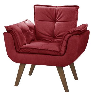 Poltrona Orion 1 Lugar Base Palito Tecido Vermelho