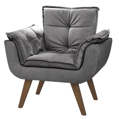Poltrona Orion 1 Lugar Base Palito Tecido Cinza