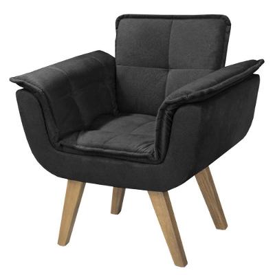 Poltrona Opalla New Base Palito Courino Preto
