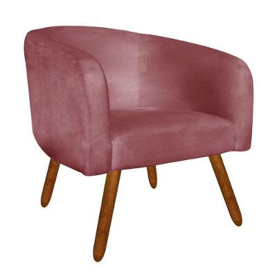 Poltrona Stella Suede Rose Pés Palito Castanho Drossi