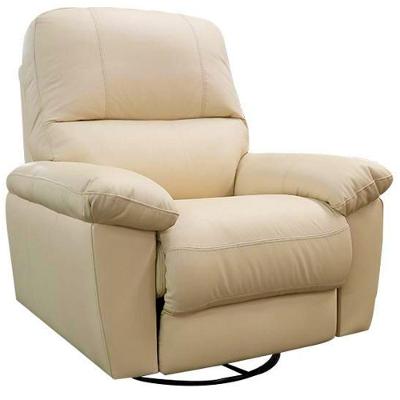 Poltrona Reclinável Giratória Glider Couro Bege