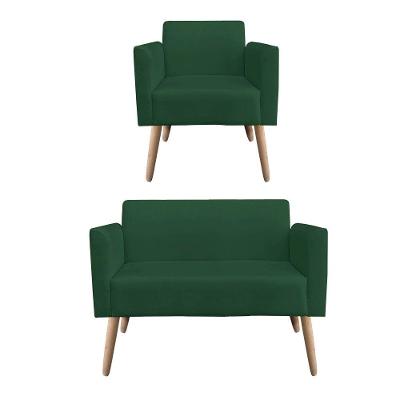01 Namoradeira E 01 Poltrona Marisa Suede Verde