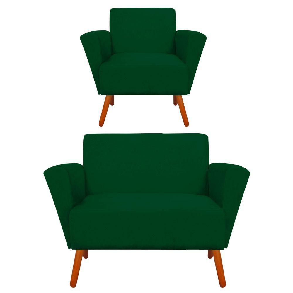 Kit 01 Namoradeira E Poltrona Dora Verde - 1