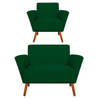 Kit 01 Namoradeira E Poltrona Dora Verde - 1