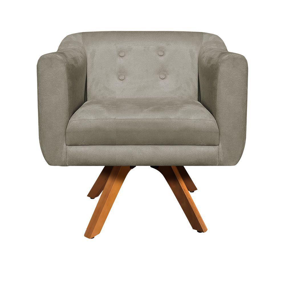 Kit 01 Poltrona E 01 Puff Julia Suede Marrom Rato - 3