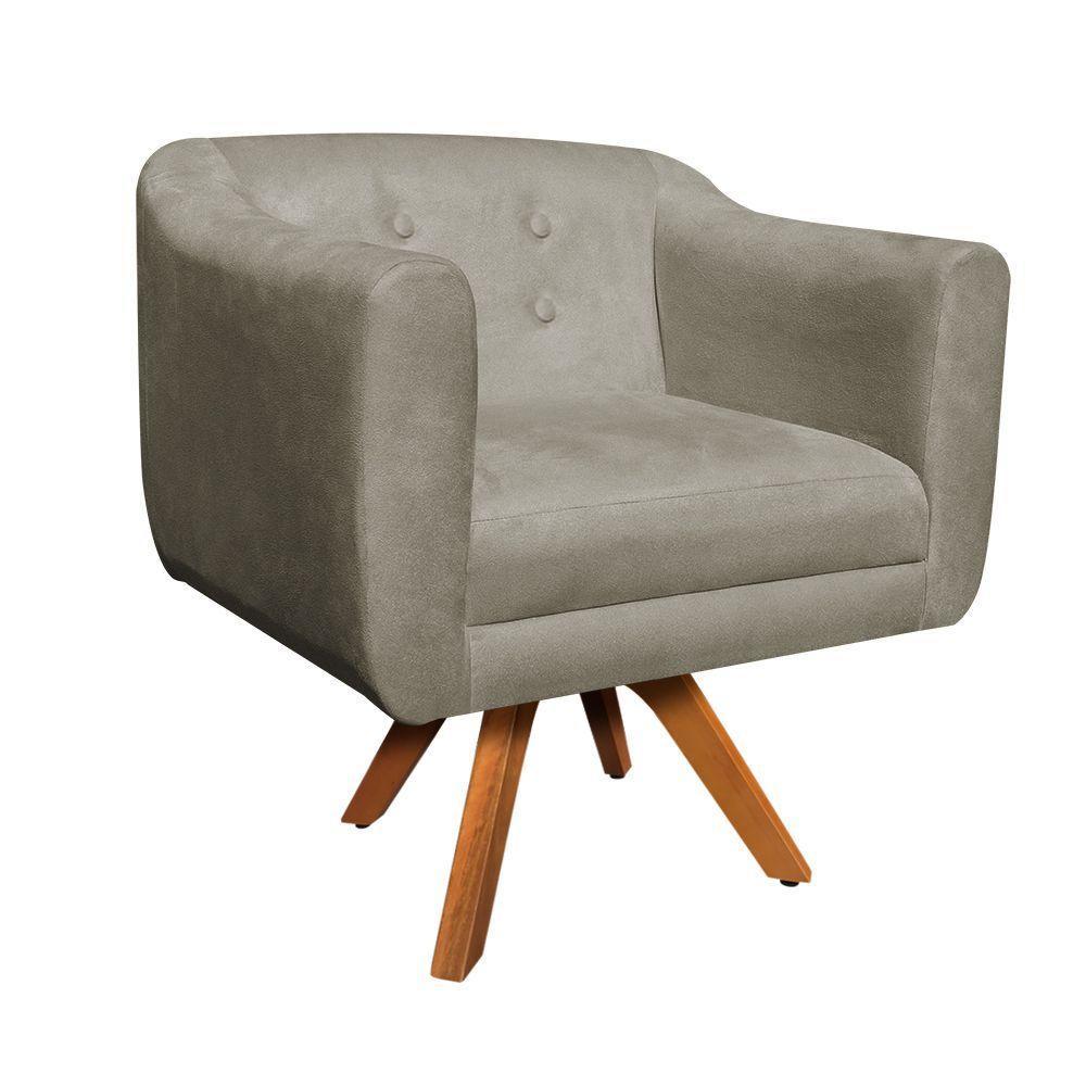 Kit 01 Poltrona E 01 Puff Julia Suede Marrom Rato - 6