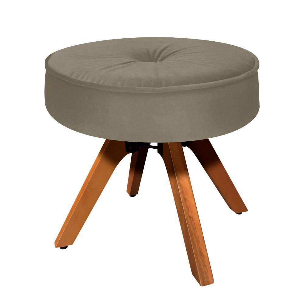 Kit 01 Poltrona E 01 Puff Julia Suede Marrom Rato - 10