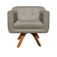 Kit 01 Poltrona E 01 Puff Julia Suede Marrom Rato - 3