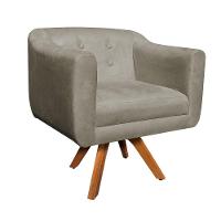 Kit 01 Poltrona E 01 Puff Julia Suede Marrom Rato - 6