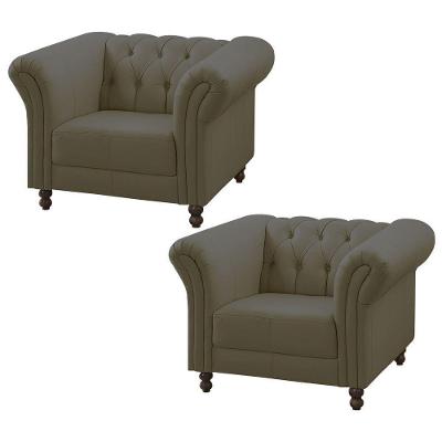 Kit 02 Poltronas Decorativa Bérgamo Couro Fendi