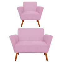 Kit 01 Namoradeira E Poltrona Dora Rosa Bebê - 1