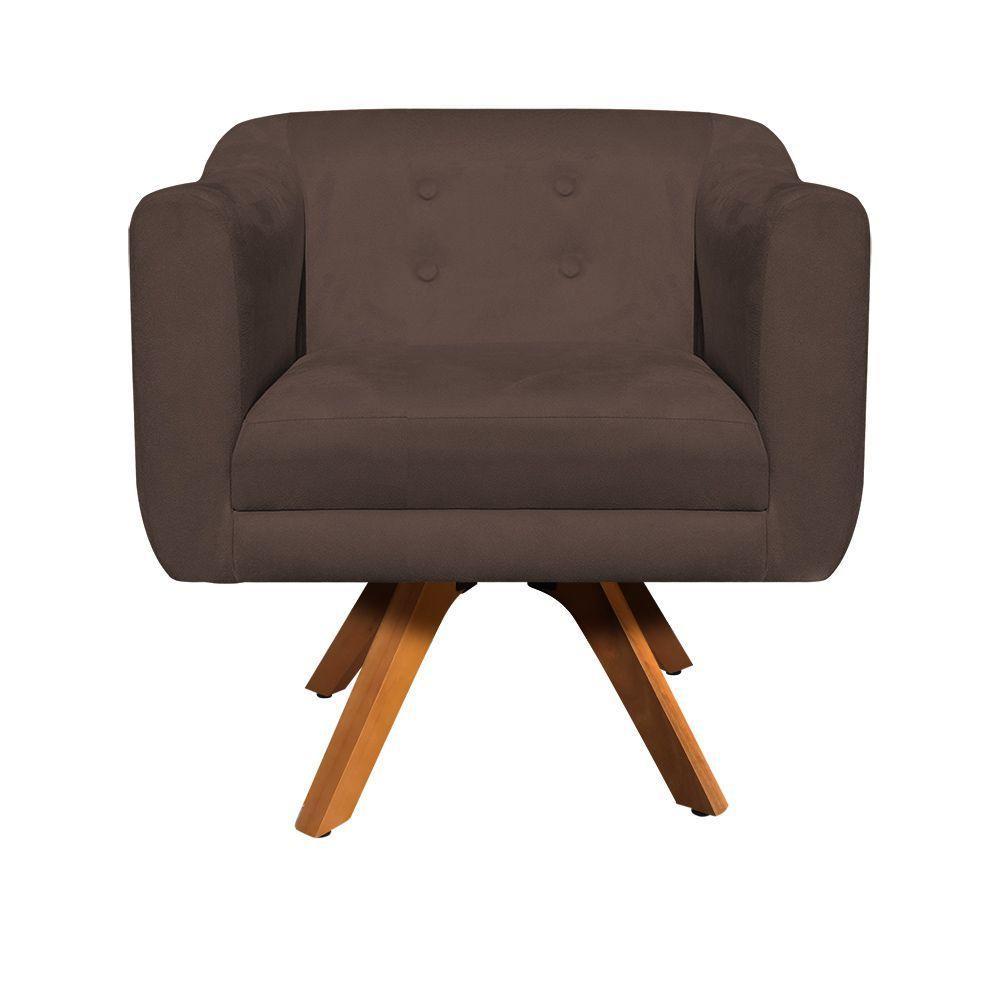 Kit 01 Poltrona E 01 Puff Julia Suede Marrom - 9