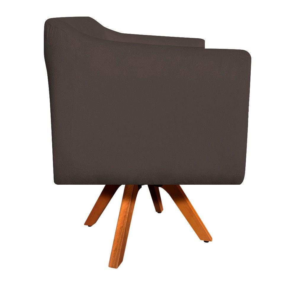 Kit 01 Poltrona E 01 Puff Julia Suede Marrom - 6