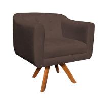 Kit 01 Poltrona E 01 Puff Julia Suede Marrom - 5