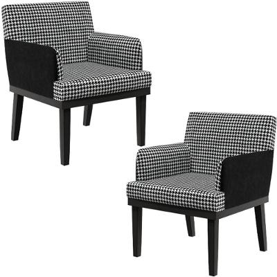 Kit 02 Poltronas Base Preto Suede Pied Poule Preto
