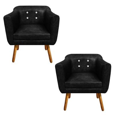 Kit 02 Poltronas Julia Corano Preto Strass