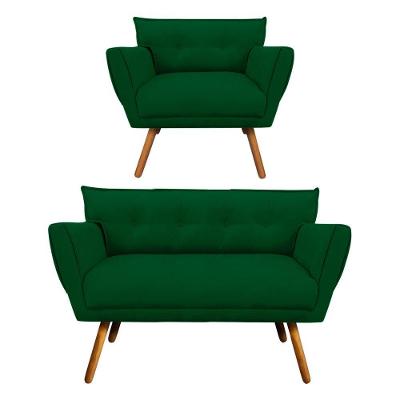 Kit 1 Namoradeira e 1 Poltrona Anitta Suede Verde - Drossi