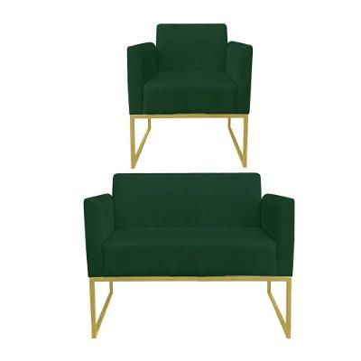 Kit 1 Namoradeira e 1 Poltrona Marisa Suede Verde - Drossi