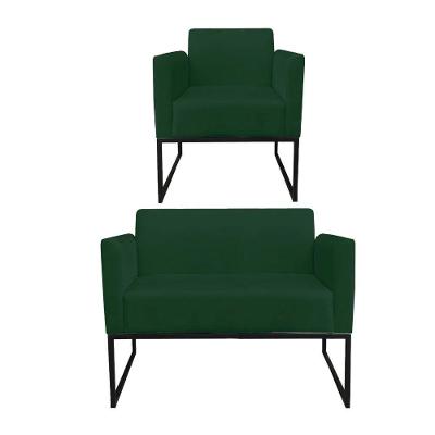 Kit 1 Namoradeira e 1 Poltrona Marisa Suede Verde - Drossi