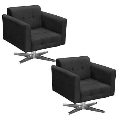 Kit 2 Poltronas Decorativas Sala De Estar Ana Preto