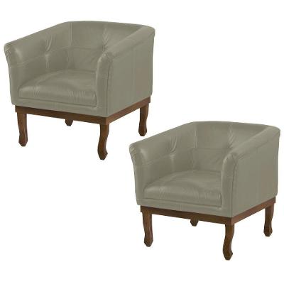 Kit 2 Poltronas Decorativa Noah Couro Fendi