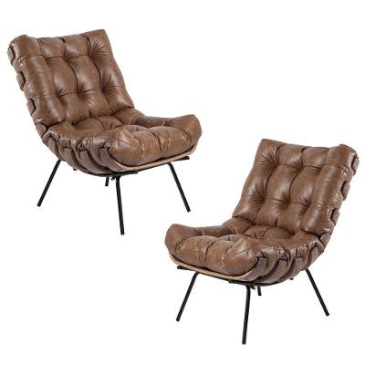 Kit 2 Poltronas Costela Couro Mel Gran Belo