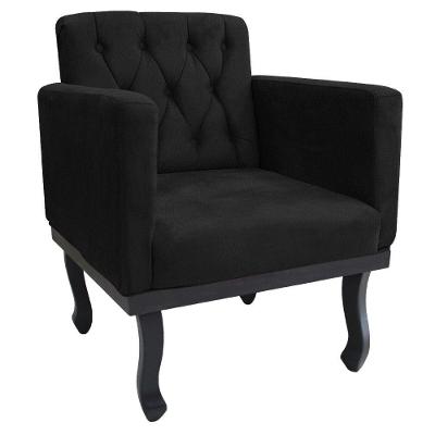 Kit 2 Poltronas Classic Pés Luís Xv Suede Preto Adj Decor