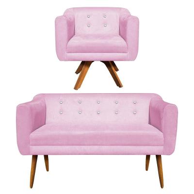 Kit Namoradeira E 01 Poltrona Giratória Julia Rosa Bebê