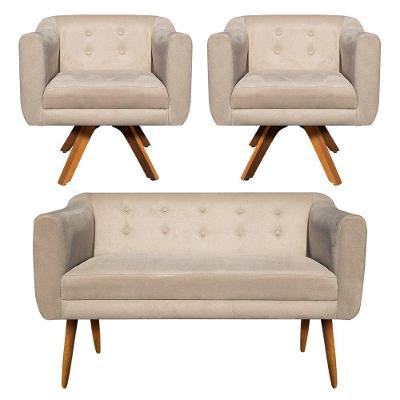 Kit Namoradeira 2 Lugares E 2 Poltronas Julia Bege