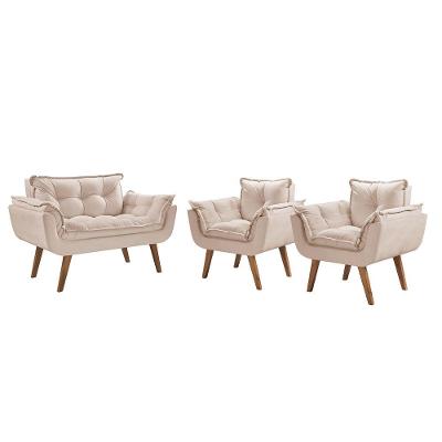 Kit Poltronas Opalla 1 Namoradeira e 2 Poltronas Bege