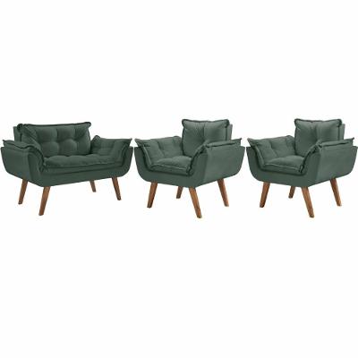 Kit Poltronas 1 Namoradeira e 2 Poltronas de 1 Lugar Verde