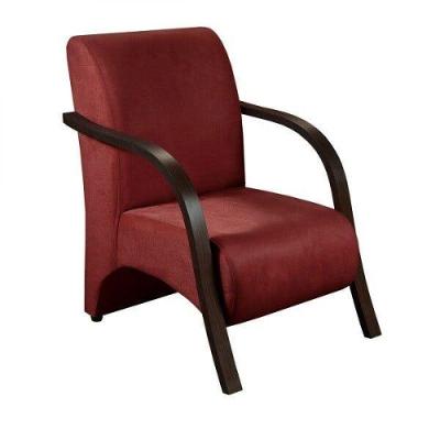 Poltrona 1 Lugar Sevilha Braço Madeira Suede Bordô