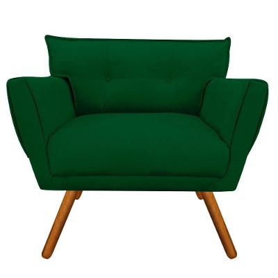 Poltrona Anitta Suede Verde Pés Palito Castanho D´rossi