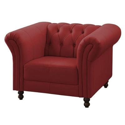 Poltrona Decorativa Bérgamo Couro Vermelho